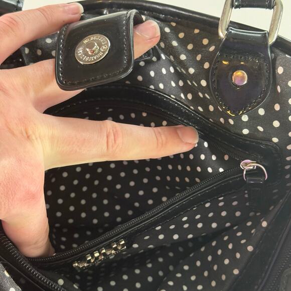 Lulu by Lulu Guiness Black Scottish Terrier Dog Rain Embroidered Handbag Purse - Picture 7 of 9